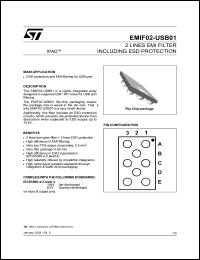 EMIF02-USB01 datasheet: 2 LINES EMI FILTER INCLUDING ESD PROTECTION EMIF02-USB01