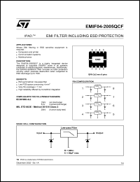 EMIF04-2005QCF datasheet: EMI FILTER INCLUDING ESD PROTECTION EMIF04-2005QCF