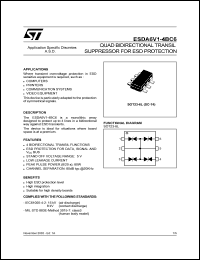 ESDA6V1-4BC6 datasheet: QUAD BIRIDECTIONAL TRANSIL SUPPRESSOR FOR ESD PROTECTION ESDA6V1-4BC6