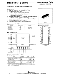 HM6167LP-8 datasheet: 16384-word x 1-bit high speed CMOS static RAM, 100ns HM6167LP-8