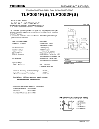 TLP3052FS datasheet: 1-channel optocoupler, triac-output, 5KV isolation TLP3052FS