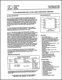 ALD1706SA datasheet: Ultra micropower rail to rail CMOS operational amplifier ALD1706SA