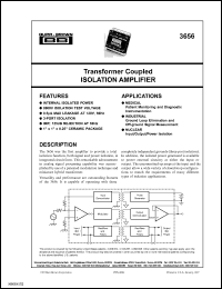 3656BG datasheet: Transformer Coupled isolation amplifier 3656BG