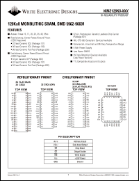 WMS128K8L-35CMA datasheet: 35ns; low power for 2V data retention; 128K x 8 monilithic SRAM, SMD 5962-96691 WMS128K8L-35CMA