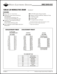 WMS128K8V-17CCA datasheet: 17ns; 128K x 8 3.3V monilithic SRAM WMS128K8V-17CCA