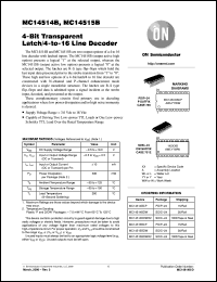 MC14514BCP datasheet: 4-Bit Transparent Latch/4-to-16 Line Decoder MC14514BCP