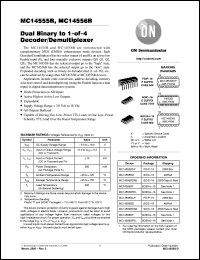 MC14555BFEL datasheet: Dual Binary to 1-of-4 Decoder/Demultiplexer MC14555BFEL