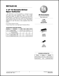 SN74LS145D datasheet: 1-OF-10 Decoder/Driver Open-Collector SN74LS145D