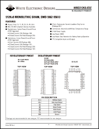 WMS512K8L-55CM datasheet: 55ns; 512K x 8 monilithic SRAM, SMD 5962-95613 WMS512K8L-55CM