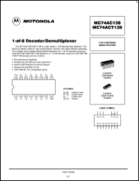 MC74ACT138MEL datasheet: 1 of 8 Decoder/Demultiplexer MC74ACT138MEL