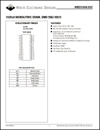 WMS512K8L-70CME datasheet: 15ns; 512K x 8 monolithic SRAM, SMD 5962-95613 WMS512K8L-70CME