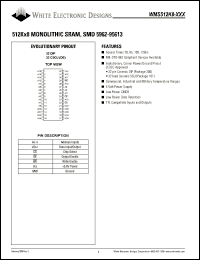 WMS512K8L-120DEME datasheet: 120ns; 512K x 8 monolithic SRAM, SMD 5962-95613 WMS512K8L-120DEME