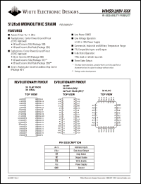 WMS512K8V-15CC datasheet: 15ns; low voltage operation: 3.3V +-10% power supply; 512K x 8 monolithic SRAM WMS512K8V-15CC