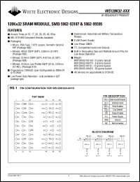 WS128K32N-45H1QA datasheet: 45ns; 5V power supply; 128K x 32 SRAM module, SMD 5962-93187 & 5962-95595 WS128K32N-45H1QA