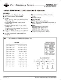 WS128K32N-17H1C datasheet: 17ns; 5V power supply; 128K x 32 SRAM module, SMD 5962-93187 & 5962-95595 WS128K32N-17H1C