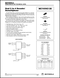 MC74VHC139ML1 datasheet: Dual 2-to-4 Decoder/Demultiplexer MC74VHC139ML1