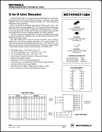 MC74VHCT138ADR2 datasheet: 3-to-8 Line Decoder (TTL Compatible) MC74VHCT138ADR2
