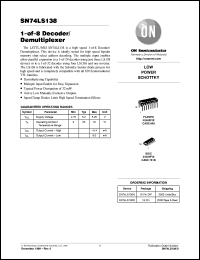 SN74LS138ML1 datasheet: 1-OF-8 Decoder/ Demultiplexer SN74LS138ML1