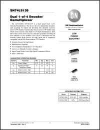 SN74LS139DR2 datasheet: Dual 1-OF-4 Decoder/ Demultiplexer SN74LS139DR2