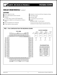 WS256K64-25G4WC datasheet: 25ns; 5V power supply; 256K x 64 SRAM module WS256K64-25G4WC