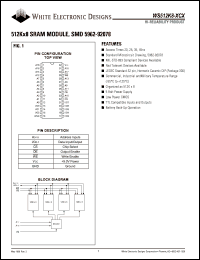 WS512K8-25CC datasheet: 25ns; 5V power supply; 512K x 8 SRAM module, SMD 5962-92078 WS512K8-25CC