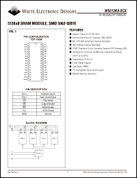 WS512K8-20CCA datasheet: 20ns; 5V power supply; 512K x 8 SRAM module, SMD 5962-92078 WS512K8-20CCA