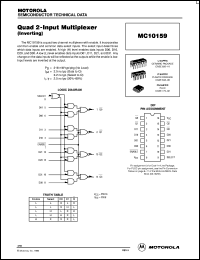 MC10159L datasheet: Quad 2-Input Multiplexer (Inverting) MC10159L