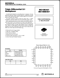 MC10E457FN datasheet: Triple High Freq Diff 2:1 Mux MC10E457FN
