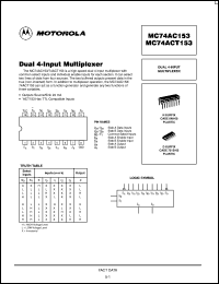 MC74AC153ML2 datasheet: Dual 4 Input Multiplexer MC74AC153ML2