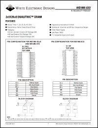 WS1M8L-55CC datasheet: 55ns; 5V power supply; 2 x 512K x 8 dualithic module WS1M8L-55CC