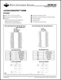 WS1M8-20CI datasheet: 20ns; 5V power supply; 2 x 512K x 8 dualithic module WS1M8-20CI
