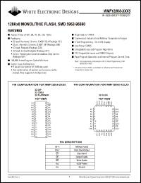 WMF128K8-60DEM5 datasheet: 60ns; 5V power supply; 128K x 8 monolitihic flash, SMD 5962-96690 WMF128K8-60DEM5