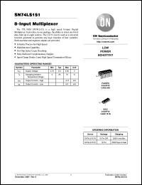 SN74LS151ML2 datasheet: 8-Input Multiplexer SN74LS151ML2