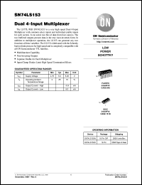 SN74LS153M datasheet: Dual 4-Input Multiplexer SN74LS153M