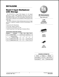SN74LS298ML2 datasheet: Quad 2-Input Multiplexer with Storage SN74LS298ML2