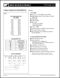 WSF256K8-37CIA datasheet: 37ns; 5V power supply; 256K x 8 SRAM / flash module WSF256K8-37CIA