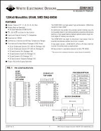 EDI88130CS17CB datasheet: 17ns; 5V power supply; 128K x 8 monolithic SRAM, SMD 5962-89598 EDI88130CS17CB