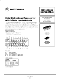 MC74AC245N datasheet: Octal Bidirectional Transceiver with 3 State Inputs/Outputs MC74AC245N