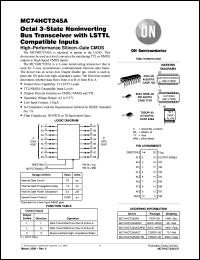 MC74HCT245ADWR2 datasheet: Octal 3-State NonInverting Bus Transceiver with LSTTL Compatible Inputs MC74HCT245ADWR2