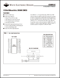 EDI88512LP70NI datasheet: 70ns; 5V power supply; 512K x 8 monolithic SRAM CMOS EDI88512LP70NI