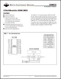 EDI88512C100NB datasheet: 100ns; 5V power supply; 512K x 8 monolithic SRAM CMOS EDI88512C100NB