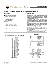 EDI8F321024C15MZC datasheet: 15ns; 5V power supply; 1024K x 32 static RAM CMOS, high speed module EDI8F321024C15MZC