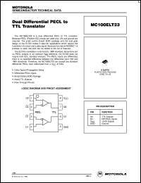 MC100ELT23DR2 datasheet: Dual Differential PECL/TTL Translator MC100ELT23DR2