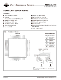 WE512K16-150G4Q datasheet: Access time:150 ns; 5V power supply; 512K x 16 CMOS EEPROM module WE512K16-150G4Q