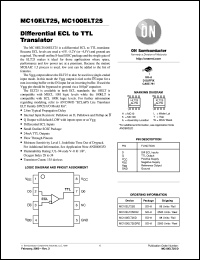 MC100ELT25DR2 datasheet: Differential ECL to TTL Translator MC100ELT25DR2