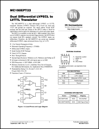 MC100EPT23D datasheet: Dual Differential LVPECL to LVTTL Translator MC100EPT23D