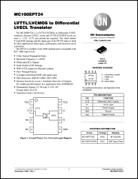 MC100EPT24D datasheet: LVTTL/LVCMOS to Differential LVECL Translator MC100EPT24D