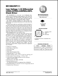 MC100LVEP111FAR2 datasheet: Low Voltage 1:10 Differential LVECL/LVPECL/LVEPECL/HSTL Clock Driver MC100LVEP111FAR2