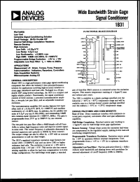 1B31AN datasheet: InputV: 9.5-28V; outputV: 4-15V; 100mA; wide bandwidth strain gage signal conditioner. For measurement of: strain, torque, force, pressure; instrumentation: indicators, recorders, controllers; and data acquisition systems 1B31AN