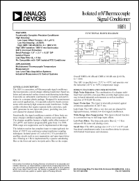 1B51AN datasheet: Isolated mV/thermocouple signal conditioner. For multichannel thermocouple temperature measurement, control systems 1B51AN